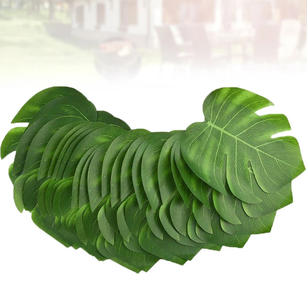 

36 Pcs Artificial Turtle Back Leaves Plants Home Decor Supplies Faux Green Leaf Balcony Garden Accessories