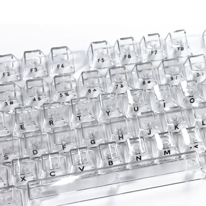 132 Keys Full Transparent Side Print Keycaps PC Keycaps Cherry Profile White UV Printing Crystal Keycap for MX Switches Keyboard view 5