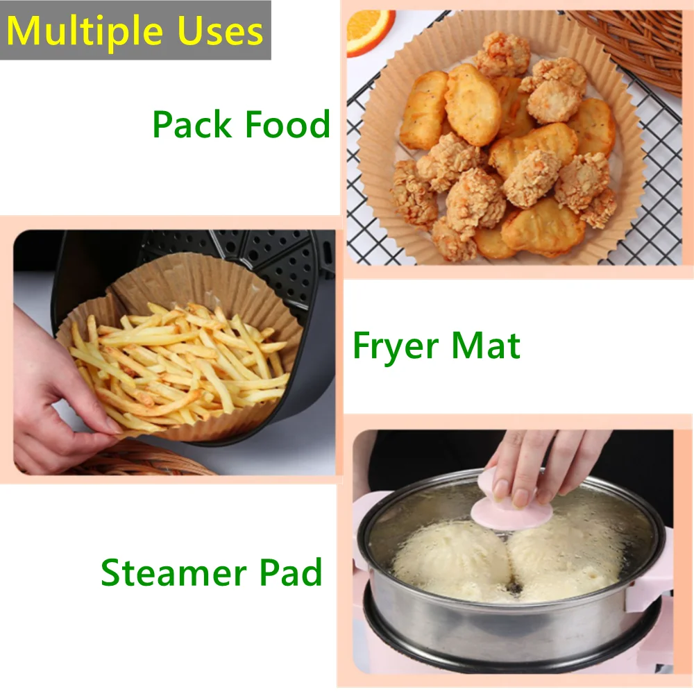 50pcs Air Fryer Disposable Paper Liner Non-Stick Air Fryer Parchment Paper Liners Baking Paper Filters for AirFryer