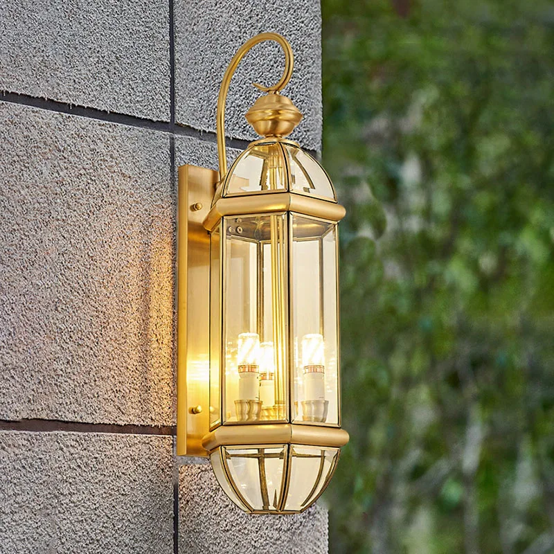 

Настенный светильник в европейском стиле из цельной меди, водонепроницаемый, для улицы, для виллы, для ворот, для столбов, для двора, для балкона, для наружных стен.