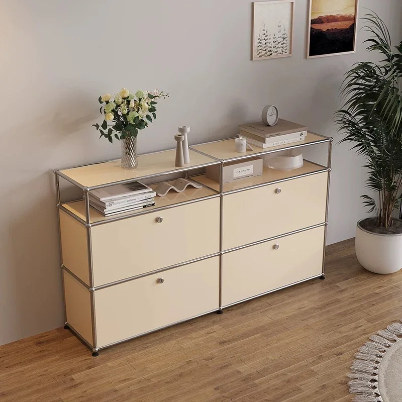 House Modern Stainless Steel TV Cabinet Storage Module Combination Sideboard Cabinet Living Room Replica Vitrina Room Furniture