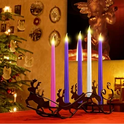6pc LED Flickering Flameless Candles 28CM Taper Candles Halloween & Christmas Decor Wedding Home Festive Decor Battery Operated