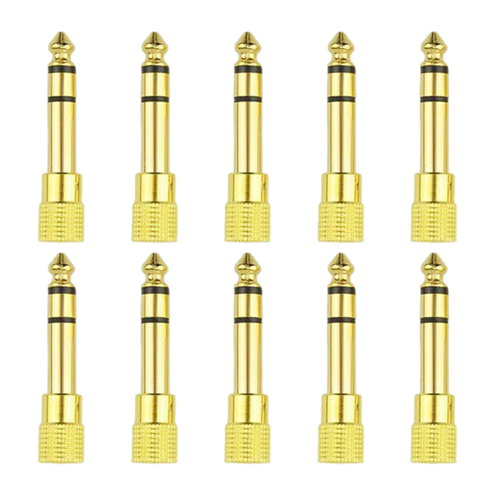 8Pcs Earphone Head Connector Plug 6.35 mm Male to 3.5mm Female Gold-Plated Copper Stereo Headphone Audio Jack