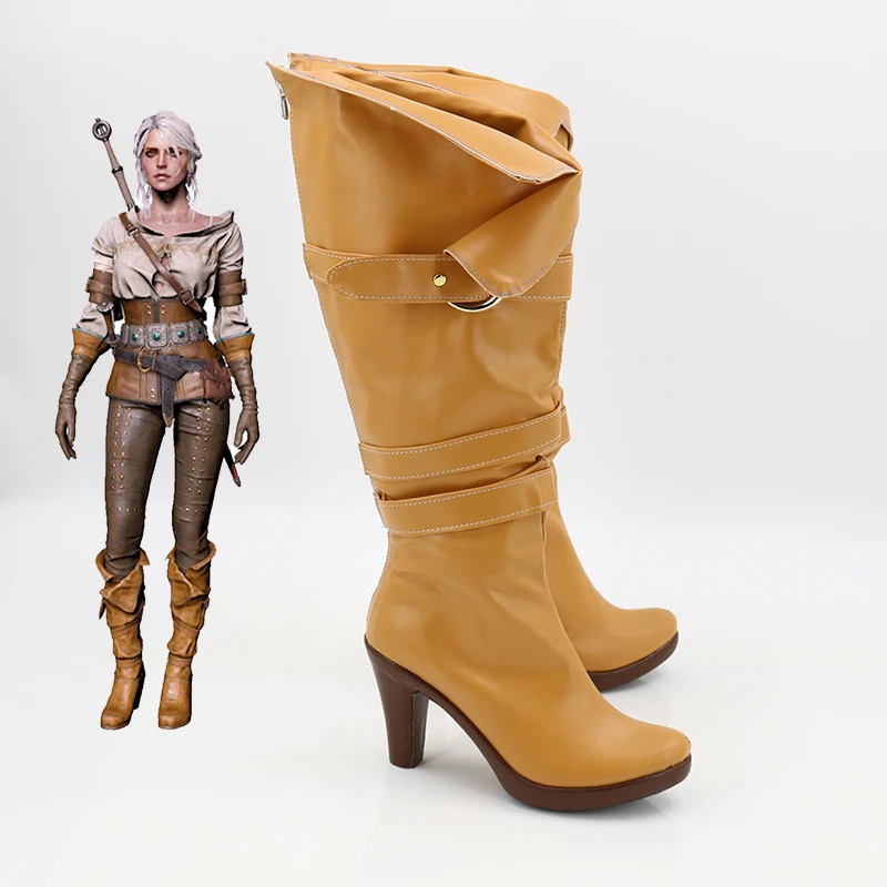 سيريلا فيونا إيلين ريانون أحذية سيري التأثيرية أحذية عالية الكعب للنساء أحذية بني إكسسوارات حفلة هالوين لعب الأدوار الأحذية