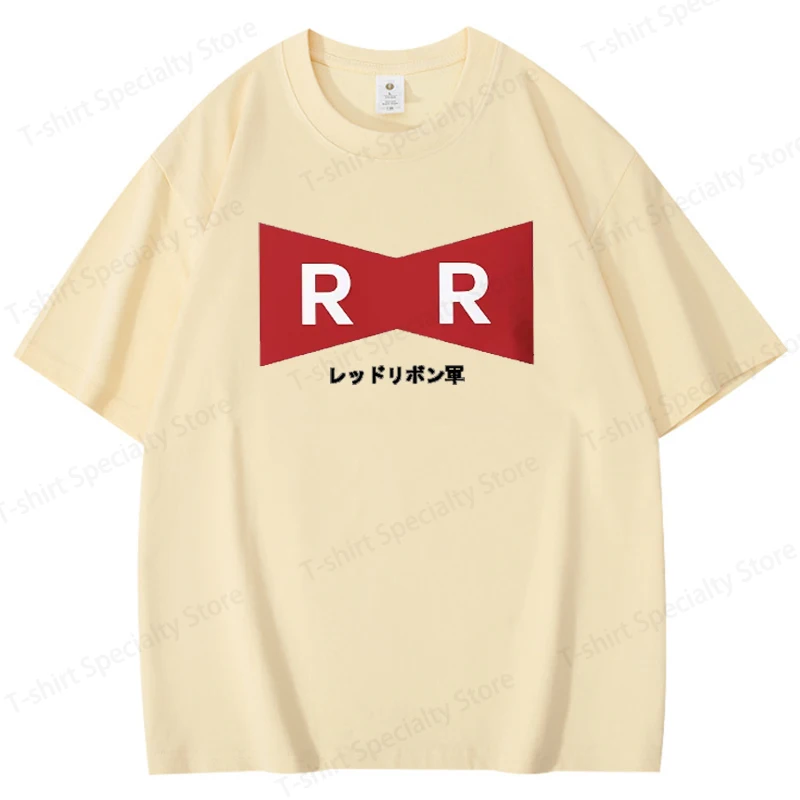 Red Ribbon Army bedrucktes Herren-T-Shirt aus 100 % Baumwolle, übergroße Anime-Grafik-T-Shirts für Damen, Tops, T-Shirts, lässige Streetwear – Detail 8