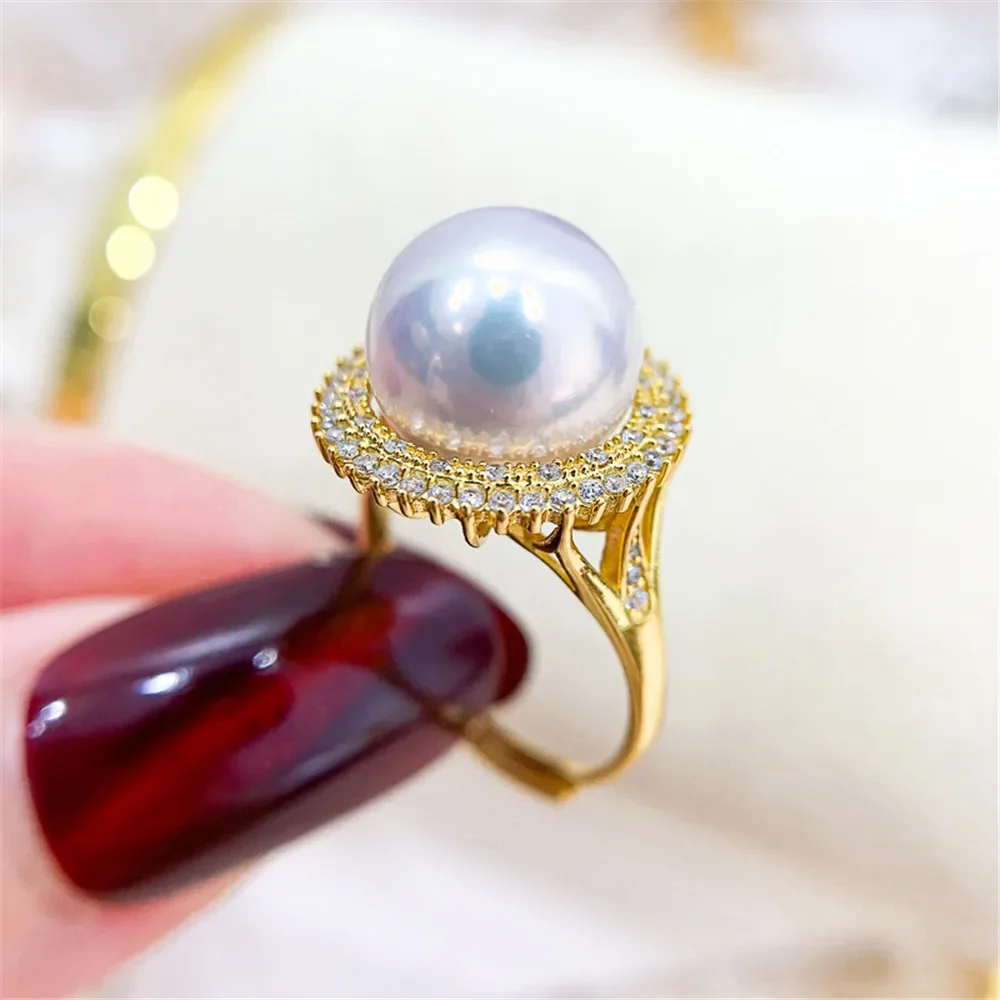 Solid S925 Sterling Silver Pearl Ring Setting For Women DIY Handmade Adjustable Ring Material Fine Jewelry Accessories SJ019