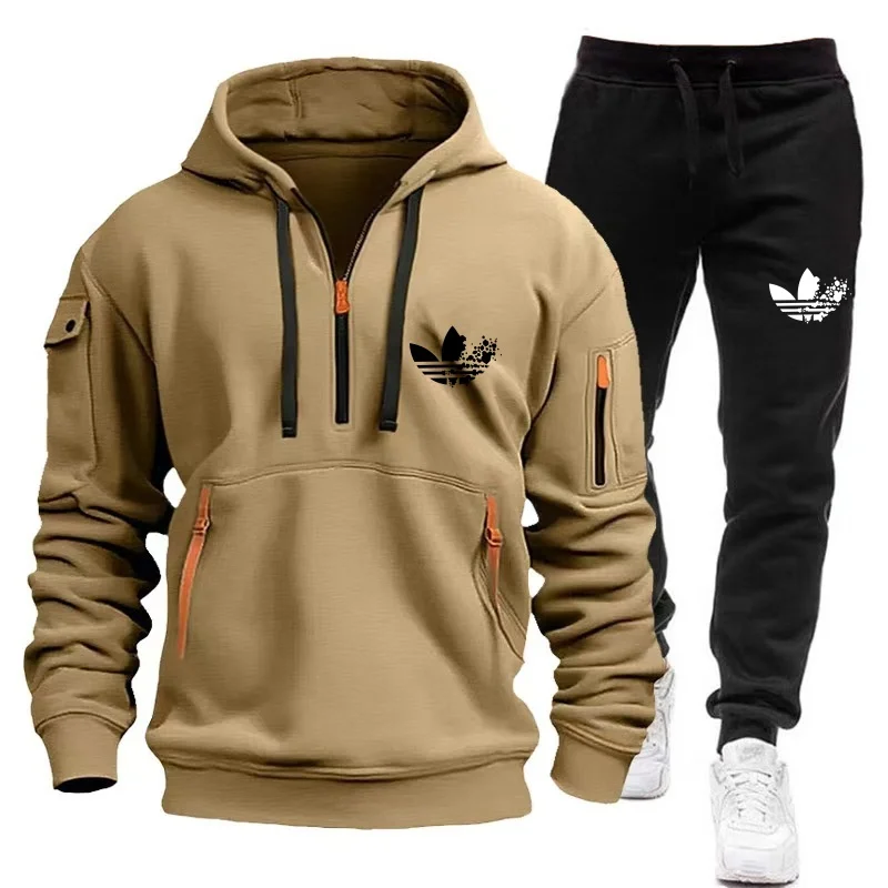 2024 new men\'s fashionable sports suit, hooded top+sports pants, leader in running, fitness, leisure and entertainment