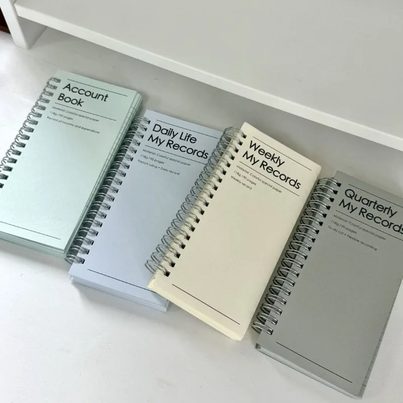 多機能-a6-コイルノートブックとジャーナルデイリープランナーウィークリーレコード会計帳韓国文具-192-ページ-8x17cm