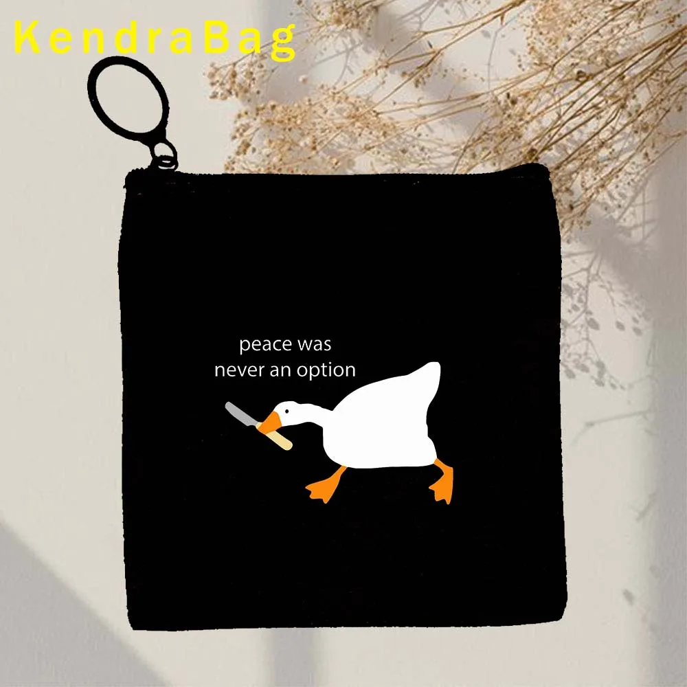 Funny Honk Untitled Goose Game Lovely Meme Judgmental Duck Cute Cartoon Animal Key Coin Purse Canvas Card Bag Pouch Wallet Gifts