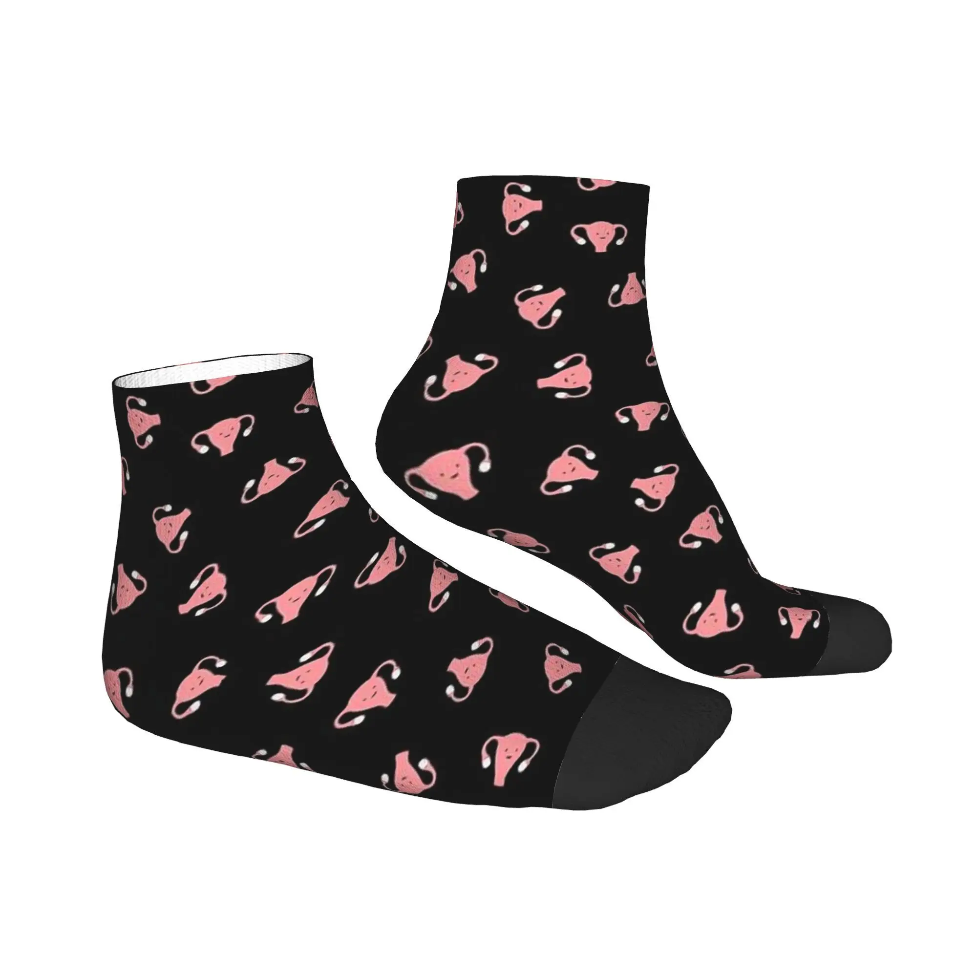 All Seasons Crazy Happy Uterus in Black,small repeat Socks Harajuku Sport Middle Tube Socks Soft Hip Hop Stockings for Men Women