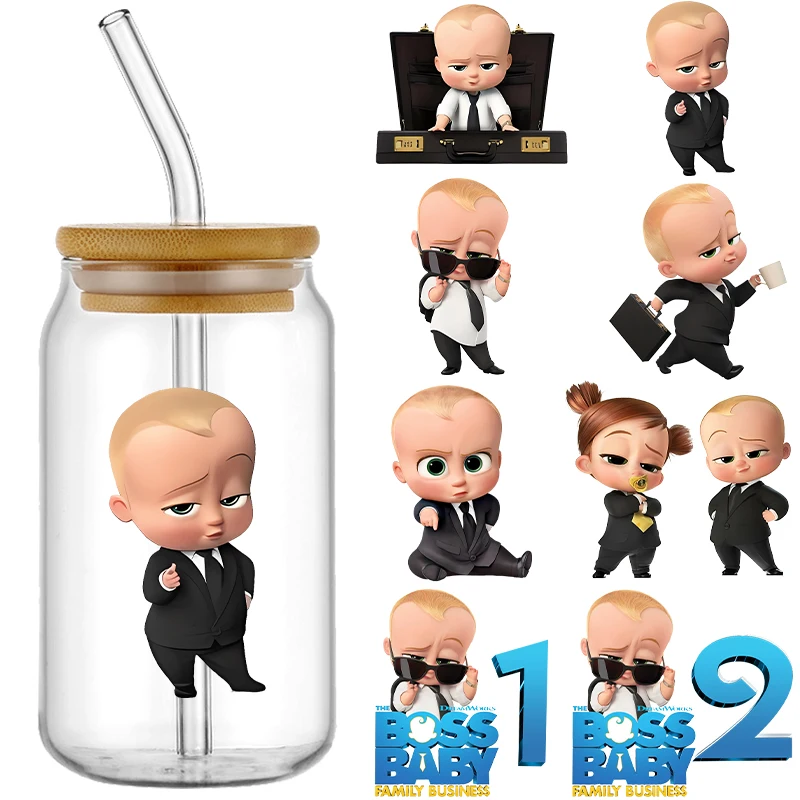 Boss Baby Crystal Transfer Printing Sticker Anime Cartoon Fashion DIY Water Cup Stickers Boys Girls Kawaii Creative Decals Gifts