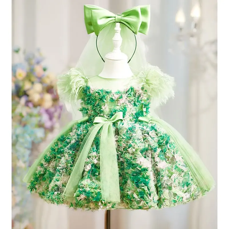 KLFLGD New Toddler Girl Dress Flower Girl Little Flying Sleeve Wedding Dress Summer Baby Girl Year End Party Dress