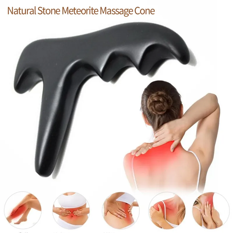 Natural Stone Meteorite Massage Cone Needle Reflexology Massage Tool Body Massage Foot Shoulder Back Neck Point Stick Tools