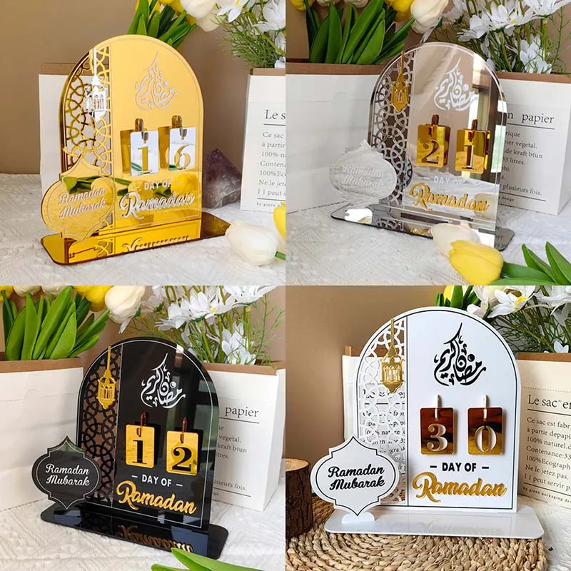 Ramadan Kalendertafel Acryl Spiegel Decoratie Ornamenten 1 Stuk Huis Tafelblad Ambachtelijke Ornamenten