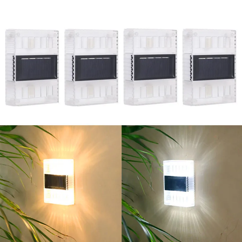 Solar LED Fence Lamp Outdoor Waterproof Wall Lamp Up Down Path Stairs Balcony Patio Yard Garden Decorative Street Lights