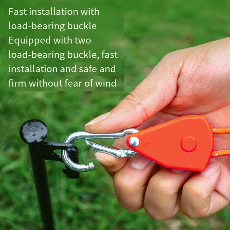 

YHOLI-6Pcs 4Mm Camping Tent Tie Down Rope Tightener Fastening Wind Rope Buckle Awning Rope Hook Tie Down Strap