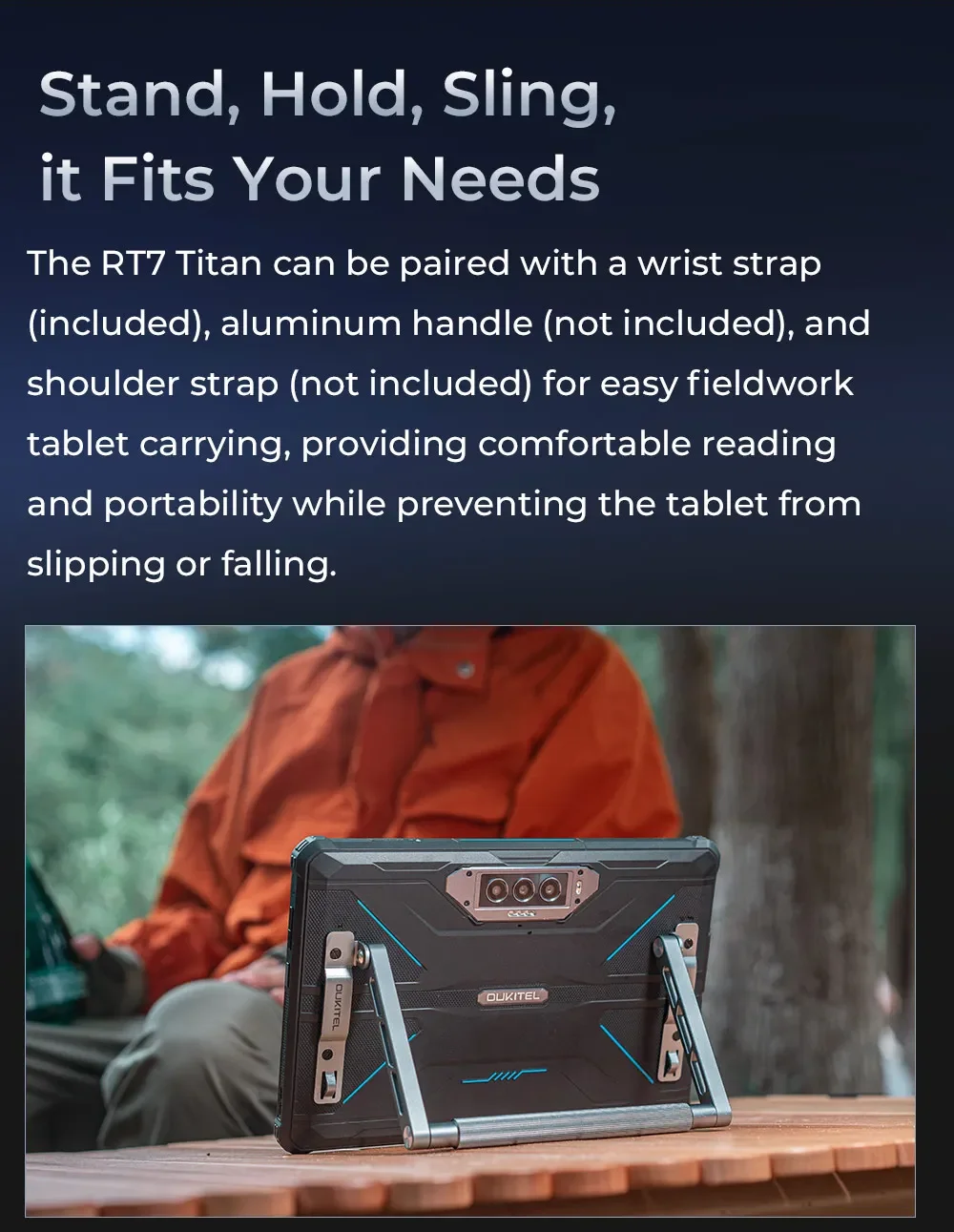 OUKITEL RT7 TITAN 4G Rugged Tablet 32000mAh Battery 24GB+256GB Dimensity 7050 Octa Core IP68/IP69K Waterproof 48MP Night Vision