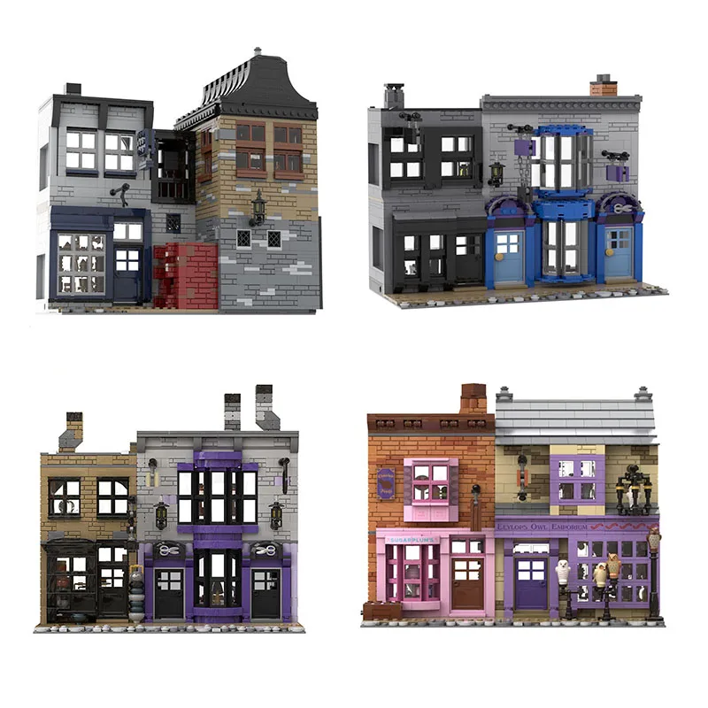 MOC A Variety of Architectural Models Leaky Cauldron Bar Wiseacre's Wizarding Equipment DIY Building Block Children's Toys Gifts