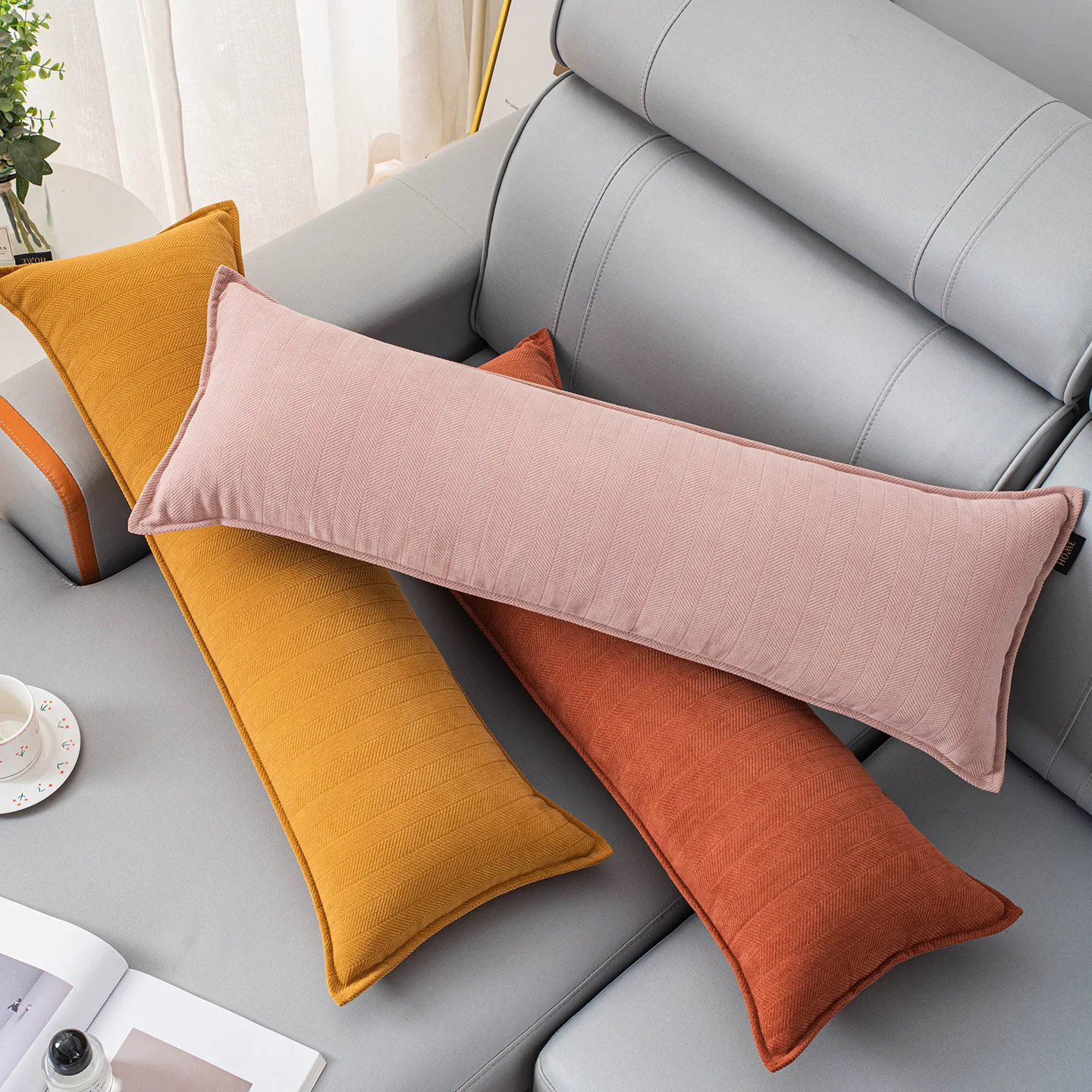 

Nordic Simple Rectangle Throw Pillow Cover 30x70/30x90/30x120CM Large Size Waist Cushion Cover Home Decorative Pillowcase