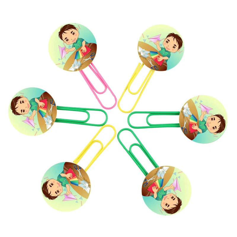 

58mm 100Set Paper Clip Button Bookmark Badge Consumables DIY Making Colorful Paperclip Button Material for Paper/Document/Office