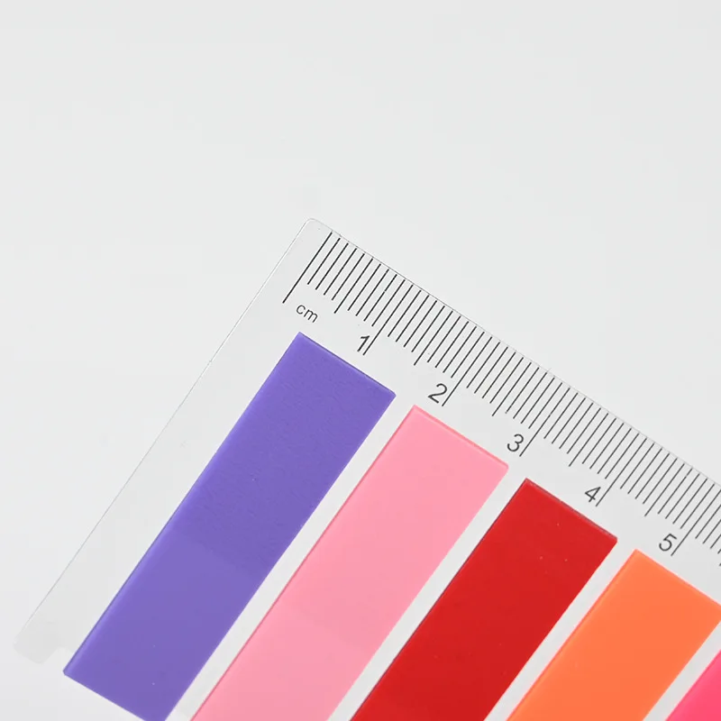 PET-transluzente 8-Farben-Regenbogen-Haftnotizen, kreative Etiketten-Indexnotizen mit Lineal, funktionelle Büro-Lernnotizen