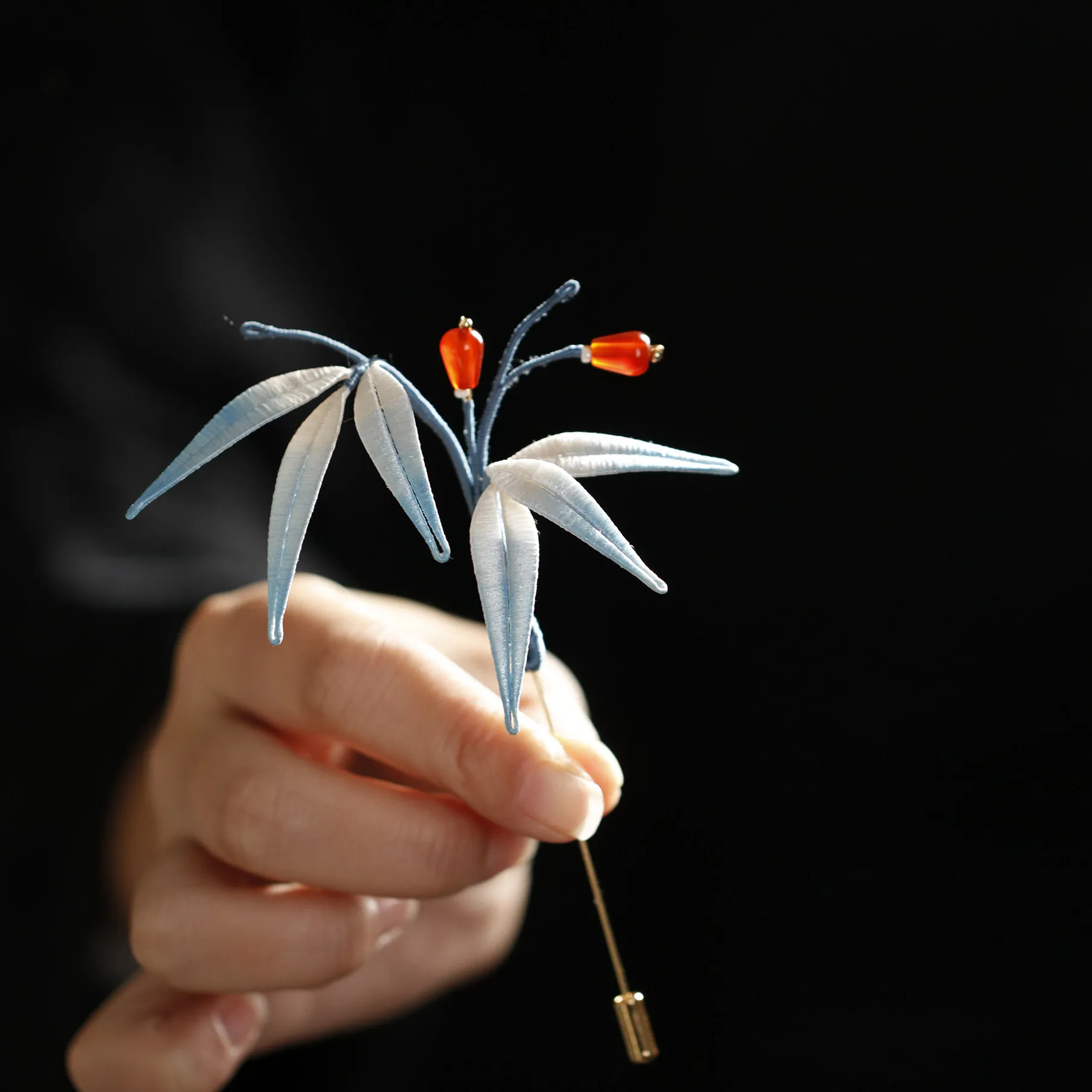 Elegant Handmade Wrapped Flower Brooch Chinese Style Hanfu Accessory Plum Orchid Bamboo Chrysanthemum Magnolia Alloy Lapel Pin