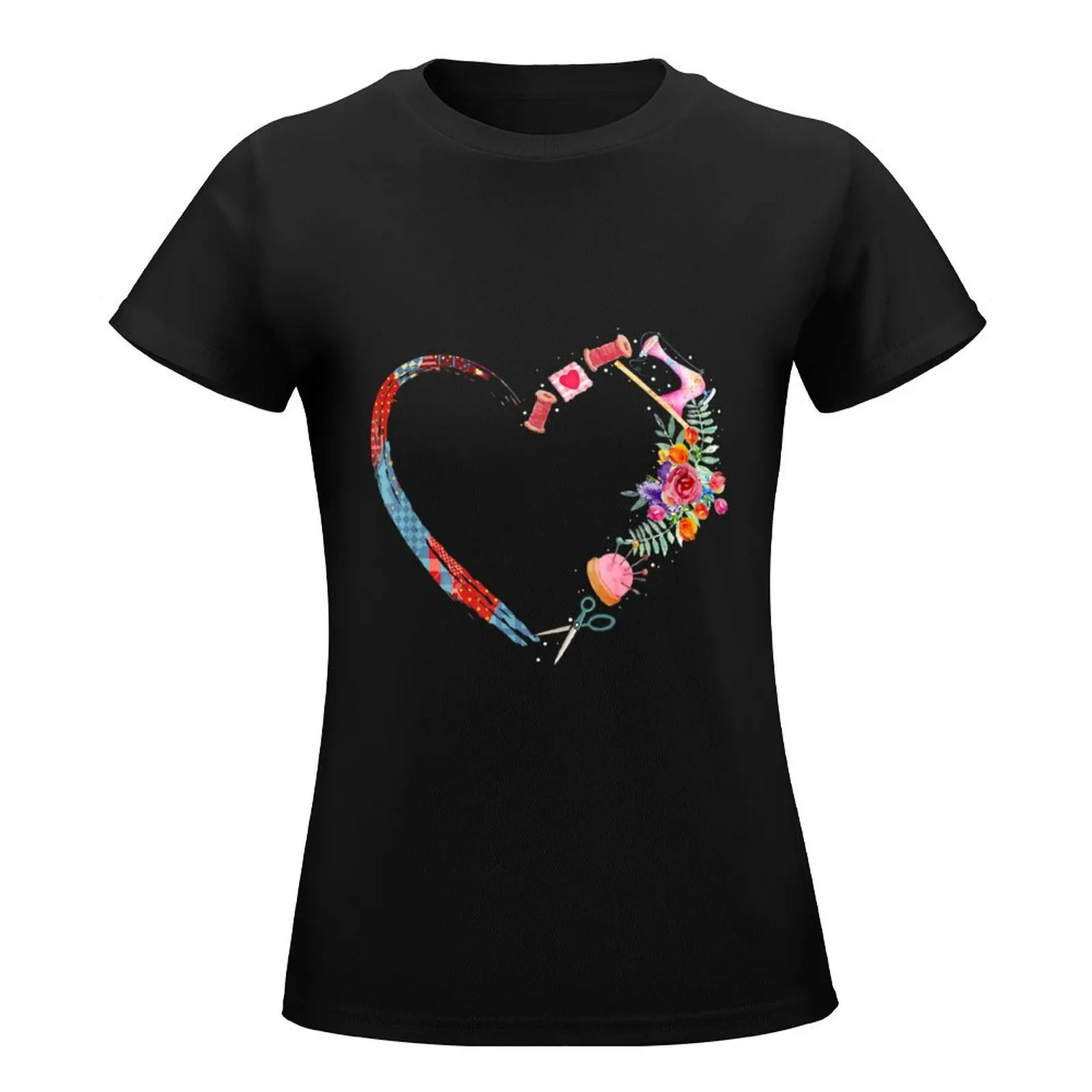 Quilting Sewing My Heart Loves T-Shirt cute clothes summer clothes Female clothing summer top new edition t shirts for Women