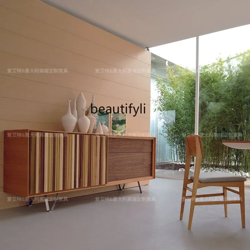 

Asmt56Creative entrance cabinet Nordic solid wood sliding door storage cabinet Designer Italian minimalist side cabinet