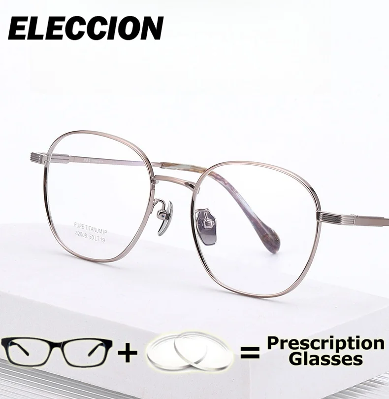

ELECCION Prescription Glasses Ultra Light Pure Titanium Round Optical Eyewear Men Women Glasses Myopia Minus Lens Photochromic