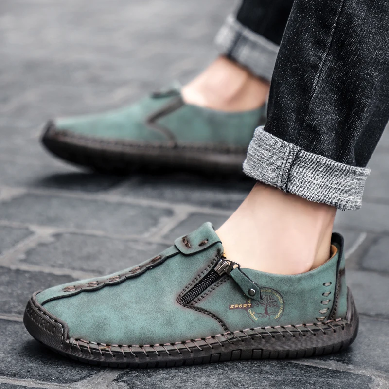 High Quality Genuine Leather Men Shoes Set foot Casual Slip On Men Loafers Men Flats Moccasins Shoes Plus Size Handmade shoes