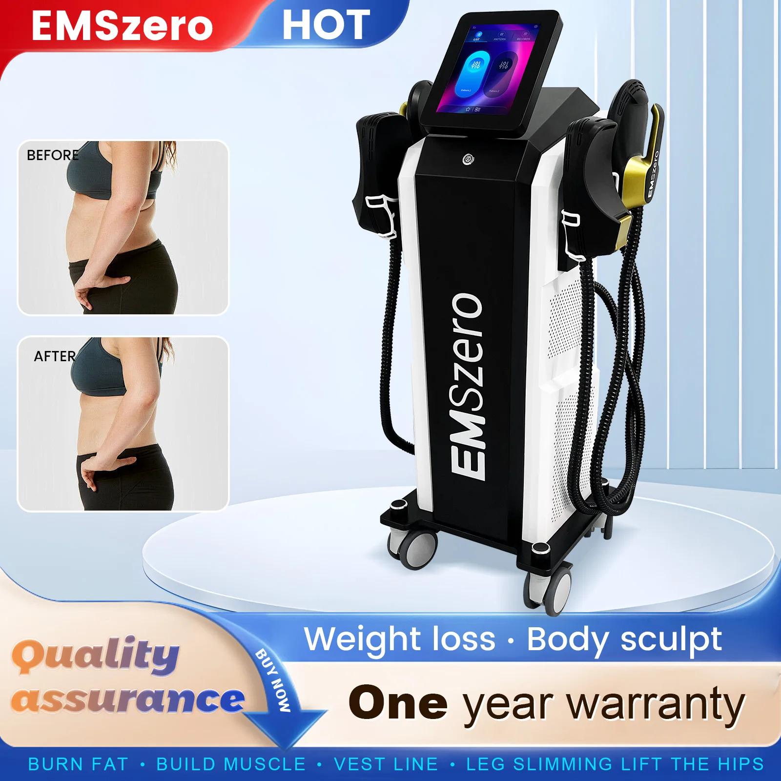 EMSzero 15Tesla 6500w  Body Slimming Nova Fat Burning Muscle EMS Sculpting Electromagnetic Stimulate Sculpt Therapy Machine