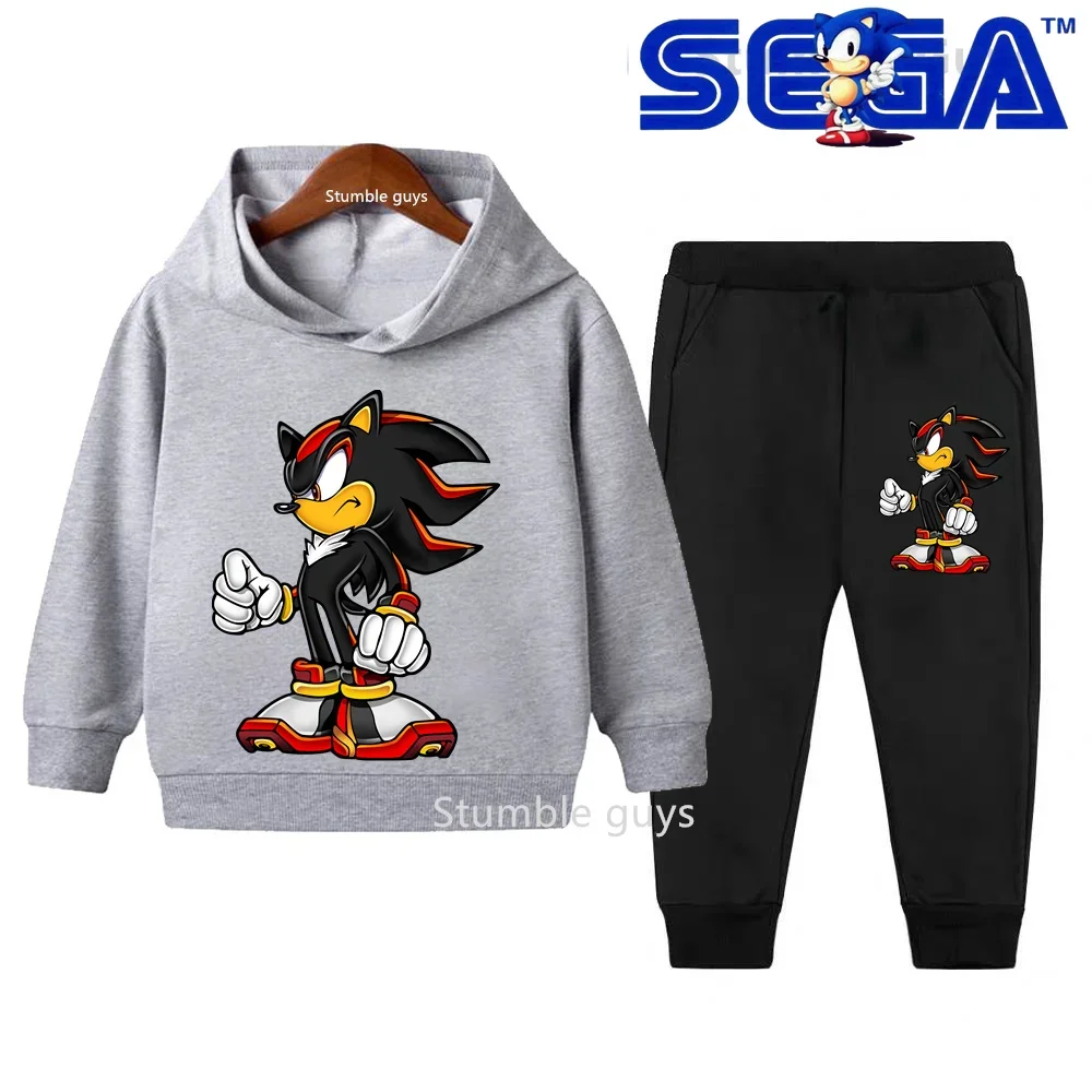 أطفال سونيك هوديي مجموعة خريف 2026 جديد الأولاد ملابس الفتيات الدافئة عارضة البلوز رياضية ملابس غير رسمية ​