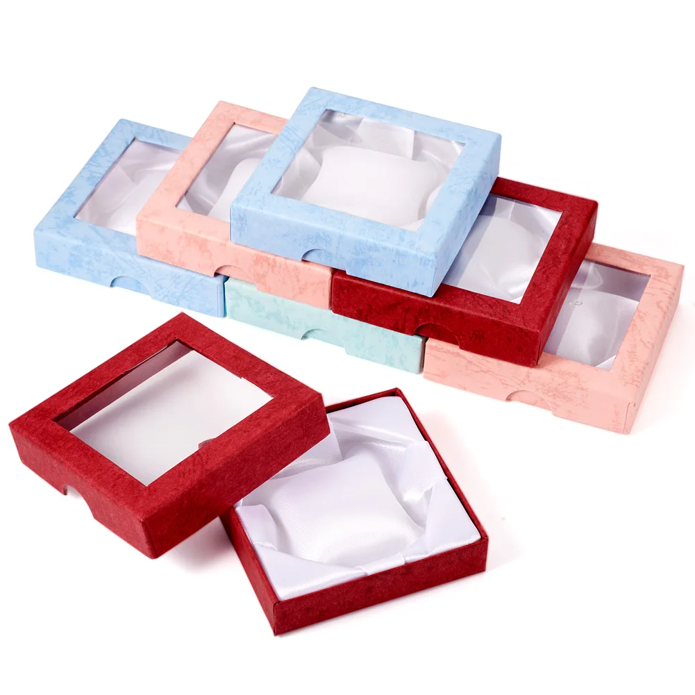 12pcs Square Cardboard Bracelet Boxes Jewelry Gift Packaging Box With Jewelry Silk Cloth Side 9x9x2cm