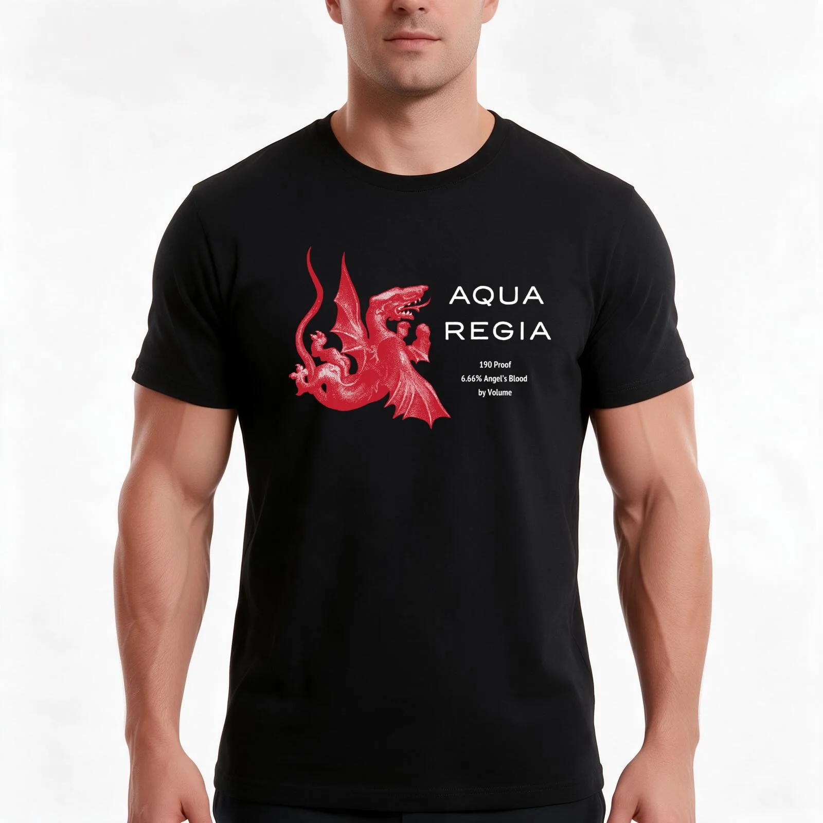 Aqua Regia - The Best Drink Downtown - Black Background T-Shirt, Summer Casual Cotton Tee, Oversized Streetwear Tops