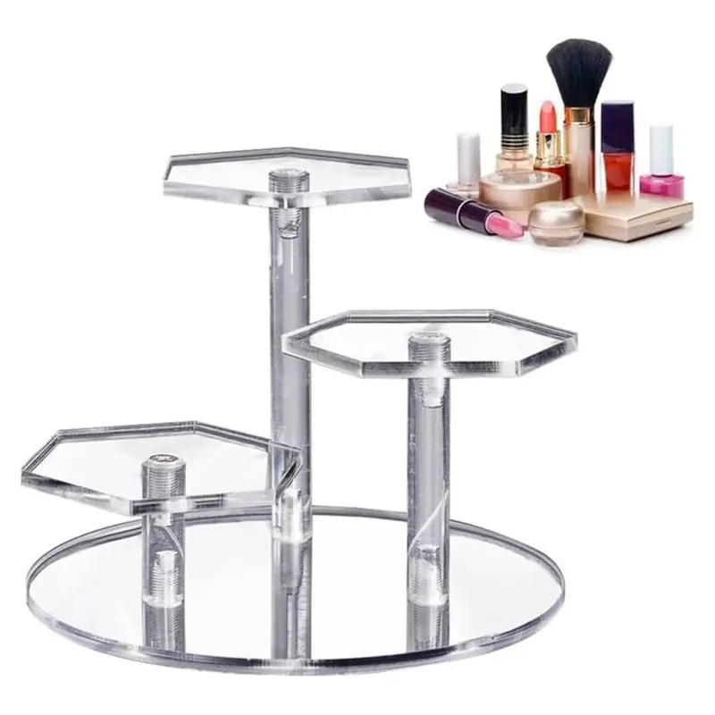 DT19 3 Position Acrylic Display Rack Lipstick Cosmetics Model Storage Rack Dessert Display Stand Cupcake Stand Perfume Organiser
