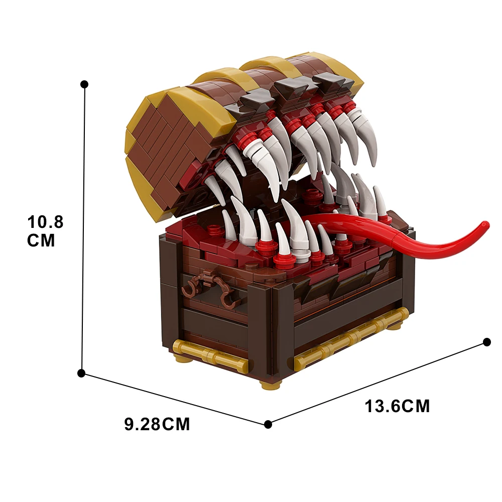 Mimic Treasure Chest Monster Bauset, legendäres Treasure Box Bausatz-Sammlungsmodell, STEM-Spielzeug für Spielfans, 329-teilig