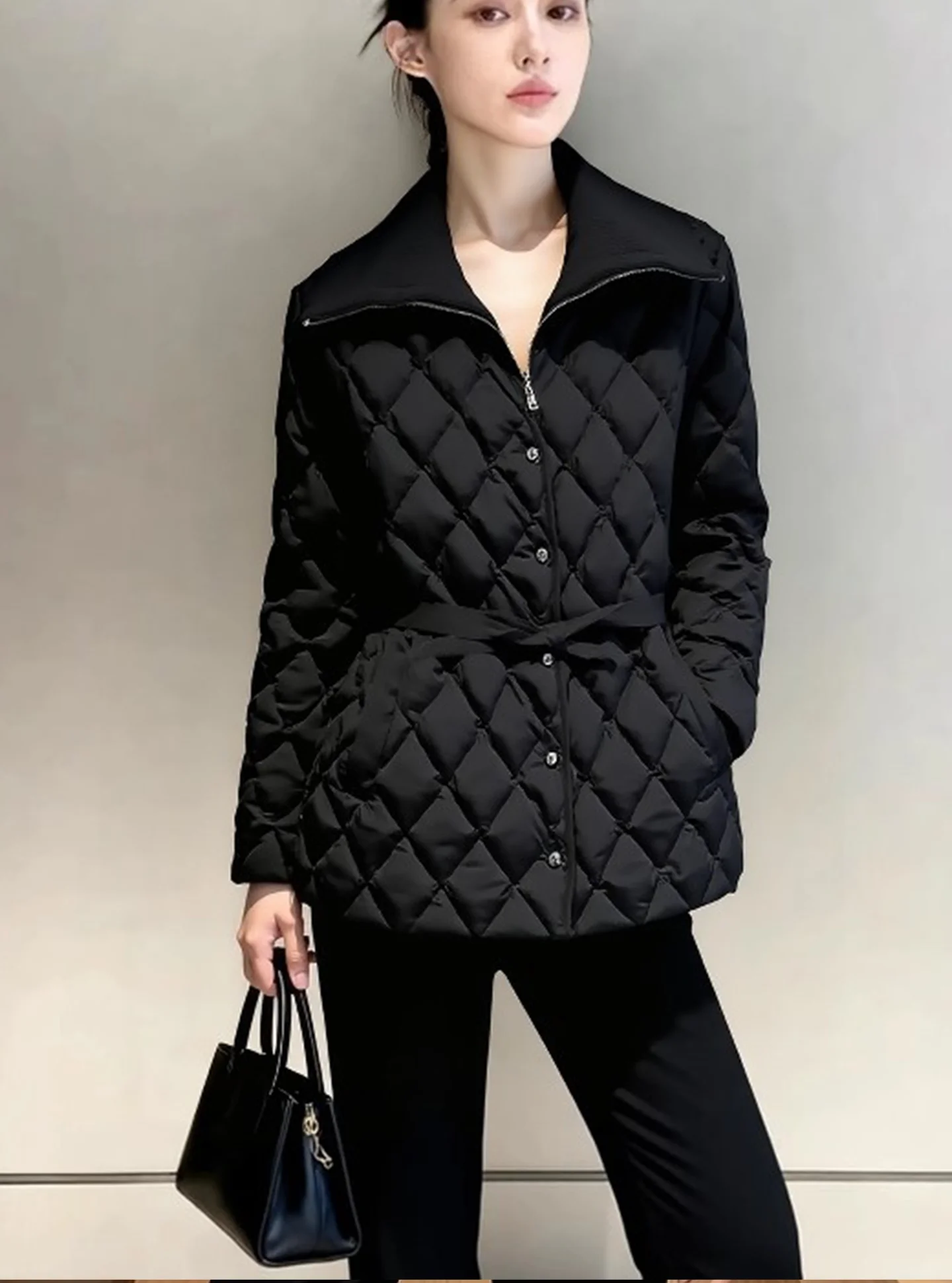 Sli Bla acolchado ort abajo Jaet mujer 2025 nuevo invierno Faion tamaño pequeño Ele Thi prendas de vestir exteriores de fibra sintética Du abajo