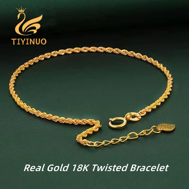 TIYINUO Authentic Real 18K Gold AU750 Twisted Bracelet Exquisite Delicate Gift Classic Present For Women Adjustable Fine Jewelry AliExpress 36