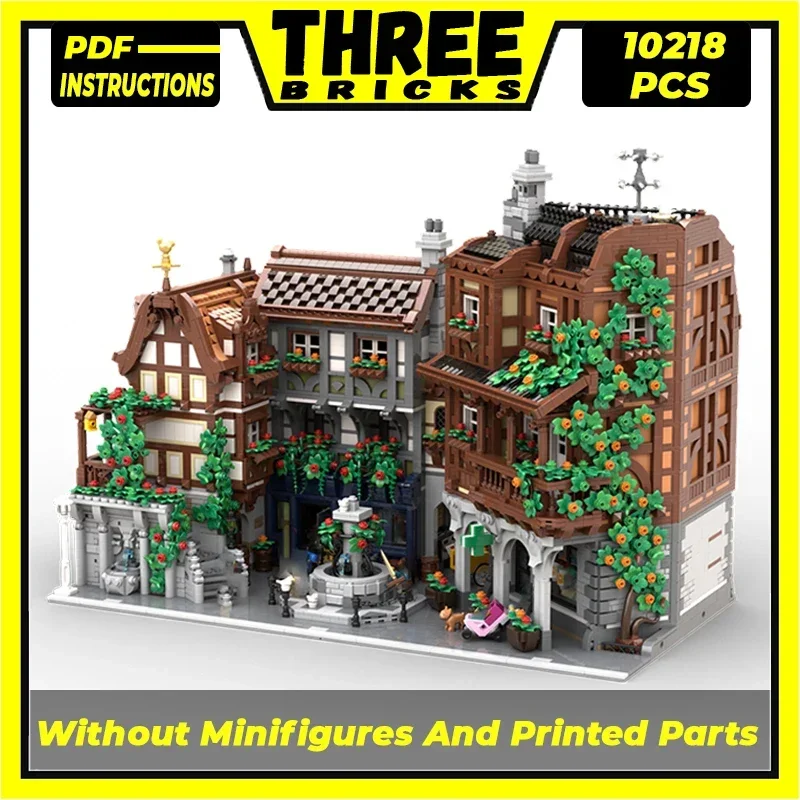 Street View Model Moc Building Bricks Half-timbered Old Town Technology Modular Blocks Gifts Christmas Toys DIY Sets Assembly