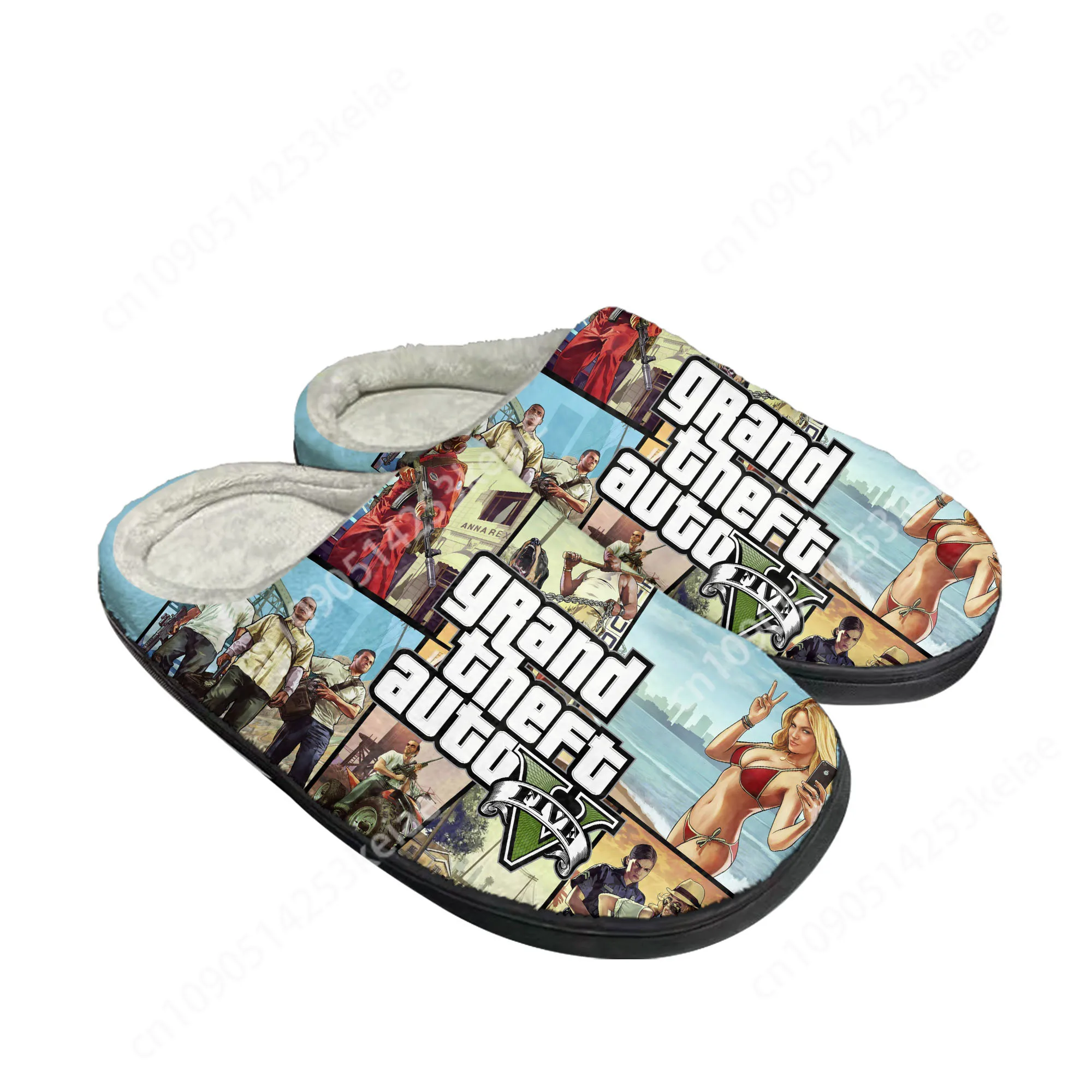 

Anime Cartoon Grand Theft Auto GTA V 5 Home Cotton Custom Slippers Mens Womens Sandals Plush Casual Warm Shoes Thermal Slipper