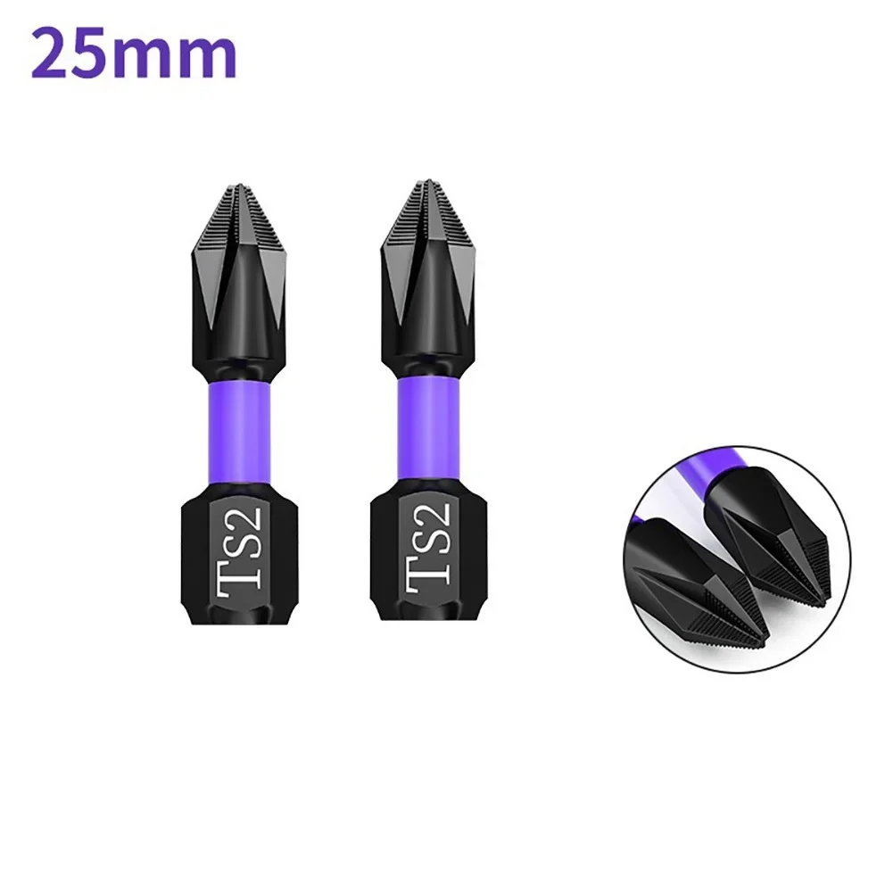 2pcs Non-slip Cross Screwdriver Set PH2 Magnetic Batch Head PH2 Magnetic Batch Head Impact Screw Driver Bit 25/50/65/70/90/150mm