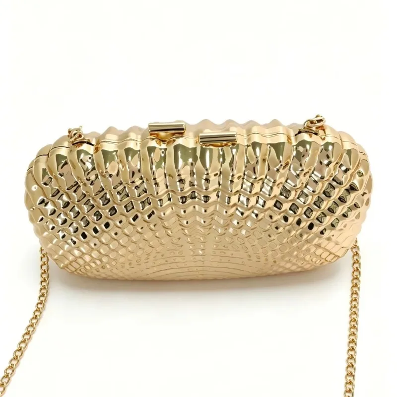 Shell Pattern Clutch Bag 2026 Gold Texture Dinner Bag Temperament Celebrity Shoulder Messenger Women's Bag Light Luxury 4