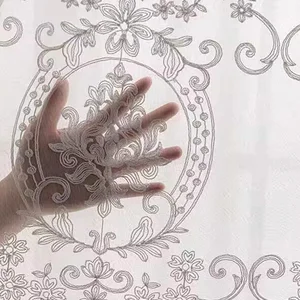 Transparente Blumen -Voile -Vorhänge weiße Stickerei für Wohnzimmer, Schlafzimmer 8 Hauptverkäufe kleiner Vorhangraum - №8