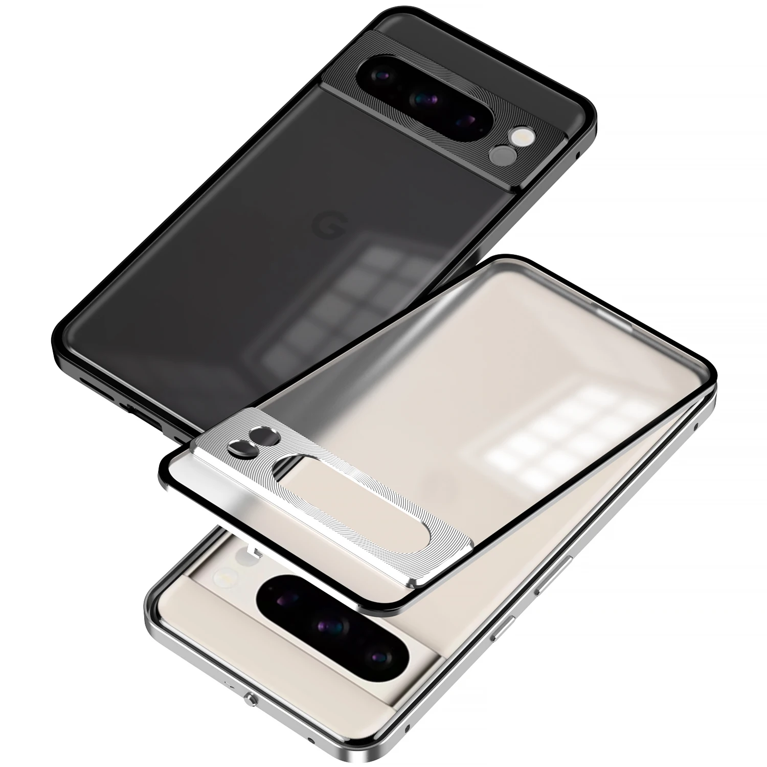 For Google Pixel 8 Case,Metal Aluminium Magnet Shockproof Shell,Camera Protection Phone Case Funda For Google Pixel 8 Pro