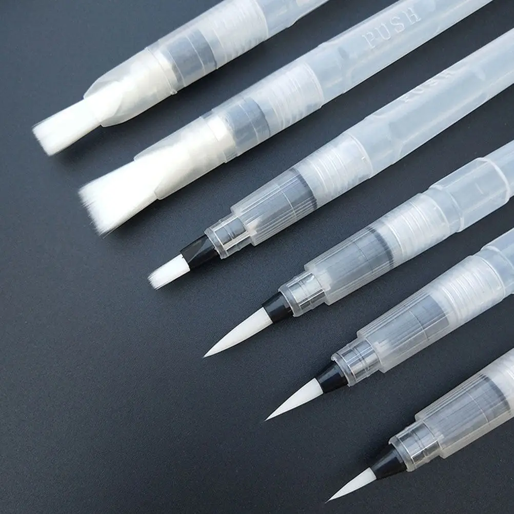 9 pcs Watercolor Paint Brushes Set Durable Nylon Hair Sensitive Response Delicate Lines Control Ink Water Flow White 120Mm 155Mm