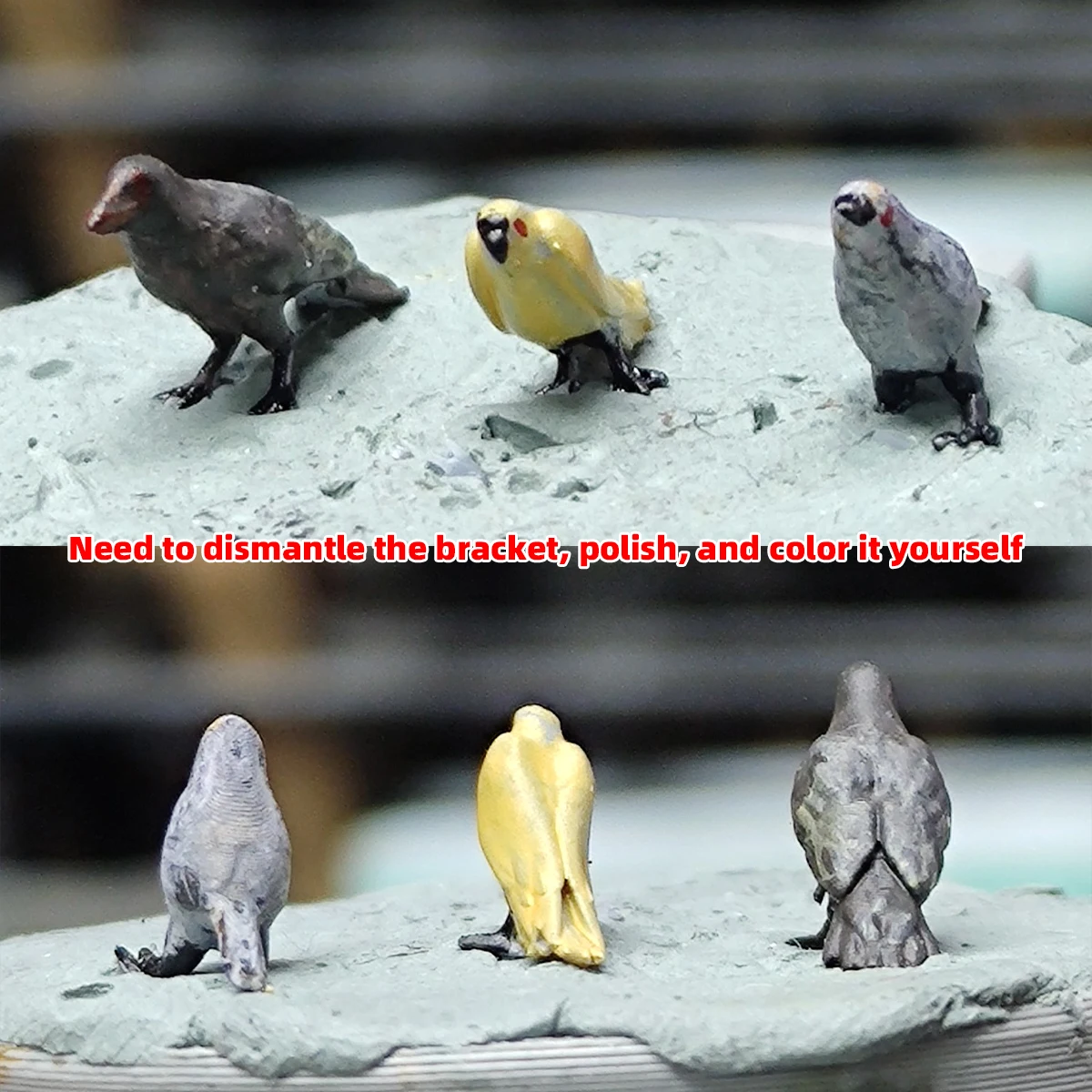 3D-Gedrucktes Harz-Miniatur-Vogel-Tiermodell-Set, Architektur-Gebäude-Diorama Sandtisch-Dekoration Passend für 1/35 1/48 1/64 1/72 – Detail 1