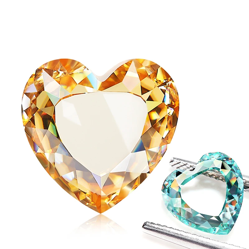 

Champagne Moissanite Stone Heart Shape Special Cut VVS1 Loose Gemstone With GRA Certificate For DIY Earring Jewelry Making Beads
