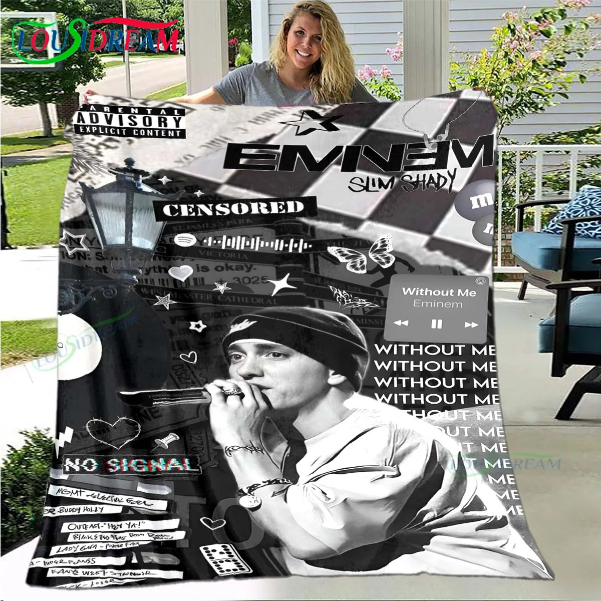 Pop Singer E-Eminem Blanket,Flannel Throw Blanket for Home Bedroom Bed Sofa Picnic Office Hiking Leisure Nap Birthday Gift