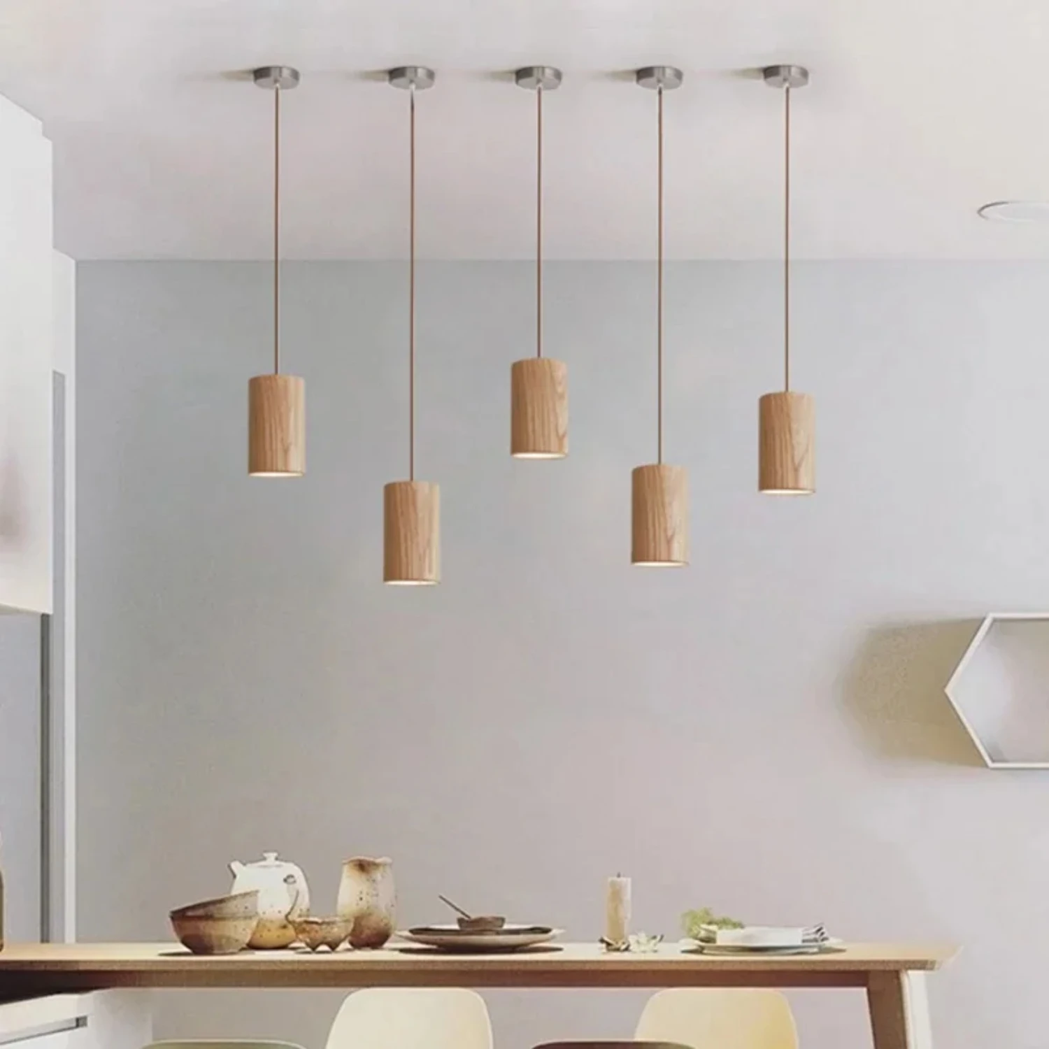 Lampe Suspendue en Bois au Design Nordique, Luminaire Décoratif d'Nik, Idéal pour une Chambre à Coucher, un Salon ou un Bureau, Nouveau Modèle