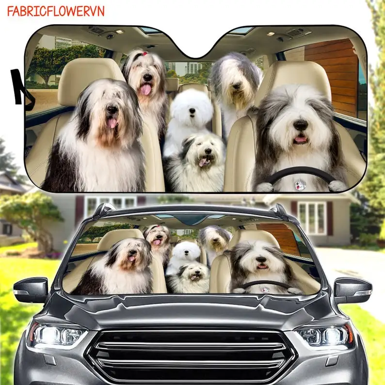 Bobtail Car Sunshade, Bobtail Car Decoration, Bobtail Windshield, Dog Lovers, Dog Car Sunshade, Gift For Mom, Gift For Dad